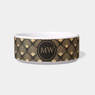 Gatsby Art Deco Sepia Zwart Ventilator Patroon Mon Voerbakje