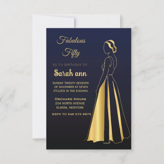 Gatsby Art Deco Style, uitnodiging voor 50e B-dag (Voorkant)