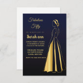 Gatsby Art Deco Style, uitnodiging voor 50e B-dag (Voorkant / Achterkant)