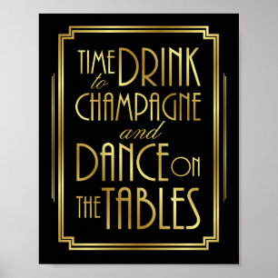 Gatsby Art Déco TEMPS POUR BOIRE CHAMPAGNE SIGNALE