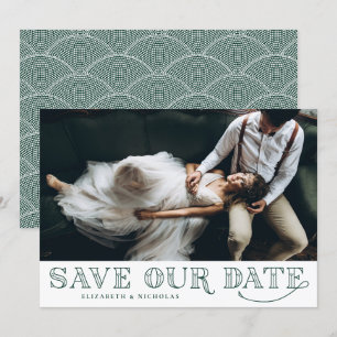 Gatsby Art Deco Typografie Groen Save the Date