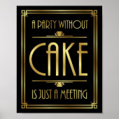 Gatsby Art Déco UNE FÊTE SANS GÂTEAU SIGNIFIER (Devant)