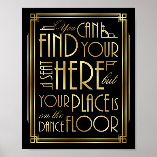 Gatsby Art Deco UW PLEK IS OP DE DANKSTROOM Poster (Voorkant)