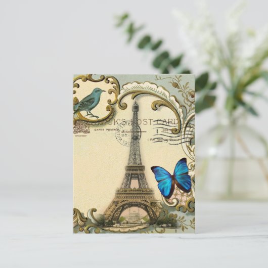 gatsby art deco zwaait parijs eiffeltoren briefkaart (Staand voorkant)