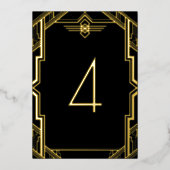 Gatsby Art Deco Zwart en Goud Tafelnummer (Voorkant)