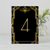 Gatsby Art Deco Zwart en Goud Tafelnummer (Staand Voorkant)
