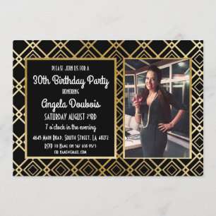 Gatsby Birthday Party 1920's Roaring Gold Invite Kaart