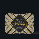 Gatsby Black and Gold 50th Birthday Invitation<br><div class="desc">Le design d'invitation Art déco noir et or est parfait pour 50ème anniversaire ou tout âge anniversaire. Motif géométrique dans les tons or et parties scintillant champagne brillent. Parties scintillant d'or design de texte d'anniversaire avec une belle police élégante. | conçu par Webgrrl.art</div>
