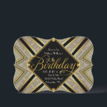 Gatsby Black and Gold 50th Birthday Invitation<br><div class="desc">Le design d'invitation Art déco noir et or est parfait pour 50ème anniversaire ou tout âge anniversaire. Motif géométrique dans les tons or et parties scintillant champagne brillent. Parties scintillant d'or design de texte d'anniversaire avec une belle police élégante. | conçu par Webgrrl.art</div>