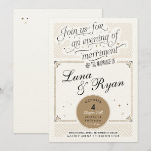 Gatsby Black and Gold Retro Invitations de mariage