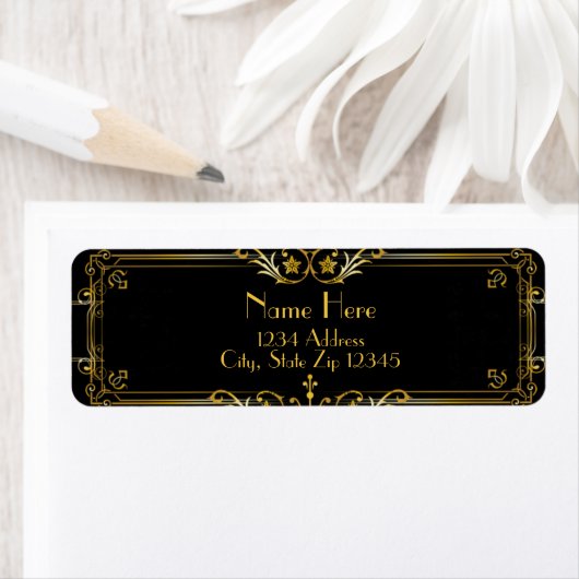 Gatsby Black en Gold Address Label (Insitu)