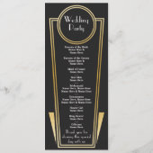 Gatsby Black & Gold Art Deco 1920s Wedding Program Programma (Achterkant)