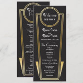 Gatsby Black & Gold Art Deco jaren 20 Trouwprogram Programma (Voorkant / Achterkant)