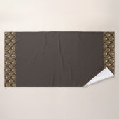 Gatsby Dark Slate Grey Art Deco Fan Patroon Randen Badhanddoek (Badhanddoek)