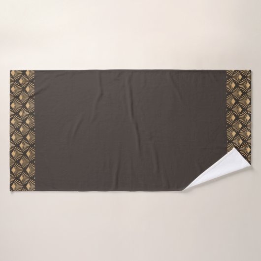 Gatsby Dark Slate Grey Art Deco Fan Patroon Randen Badhanddoek (Badhanddoek)