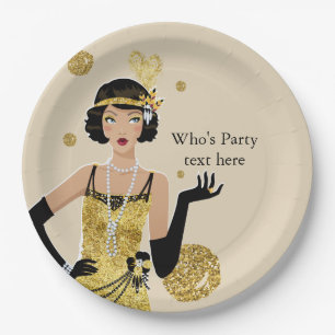 gatsby de vinmeisje van 1920, Art deco Papieren Bordje