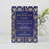 Gatsby-feest in marineblauw en goud voor Oud en Ni Kaart (Staand voorkant)