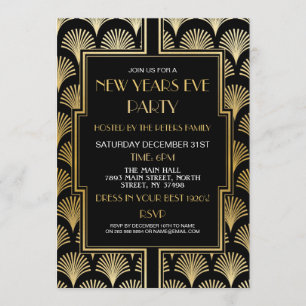 Gatsby-feest zwarte & gouden waaier voor Oud en Ni Kaart