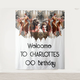 Gatsby flapper dansers metallic achtergrond 1920 wandkleed