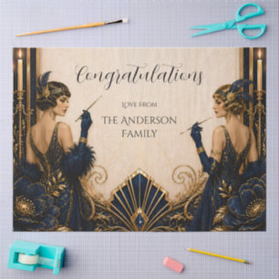 Gatsby flapper girls art deco bruiloft decoupage tissuepapier