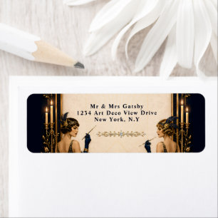 Gatsby flappermeisjes 1920-thema trouwbare bewerkb etiket