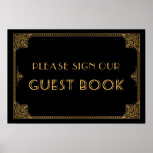 Gatsby geïnspireerd trouwbord Guest Book Poster