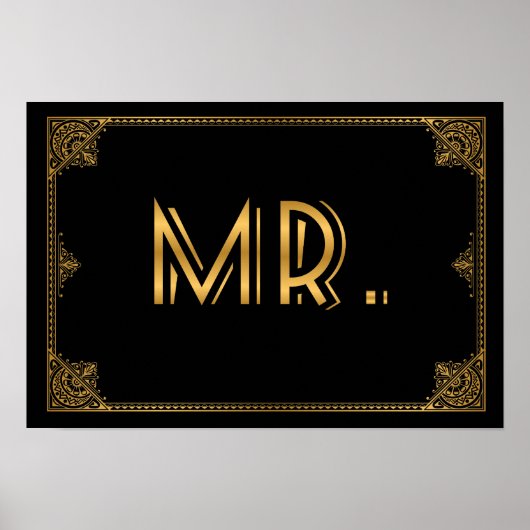 Gatsby geïnspireerd trouwbord MR Poster (Voorkant)