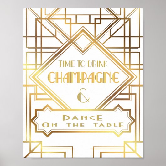 Gatsby geïnspireerde Tijd om Champagne te Drinken  Poster (Voorkant)