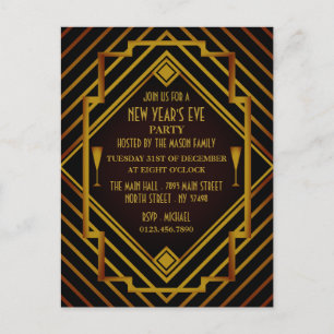 Gatsby Gold 1920 Nieuwjaarsfeest Uitnodiging
