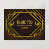 Gatsby Gold 2020's Bruiloft Dank U Briefkaart (Voorkant)