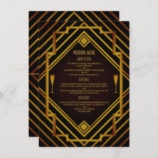 Gatsby Gold 2020's huwelijksmenu Menu (Voorkant / Achterkant)