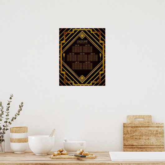 Gatsby Gold 2020's Wedding Seating Chart Poster (Keuken)