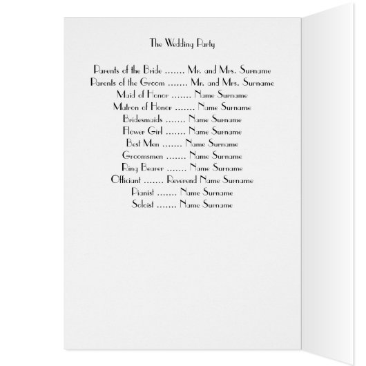 Gatsby Gold Art Déco Programmes de mariage (Intérieur (Gauche))