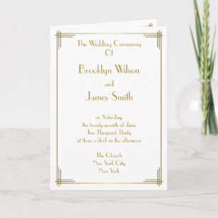 Gatsby Gold Art Déco Programmes de mariage