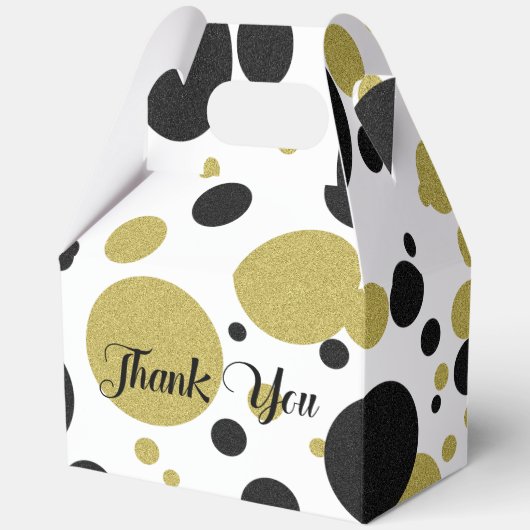 Gatsby Gold Polka-Dot Bruiloft Feest Favor Boxes Bedankdoosjes (Voorkant)
