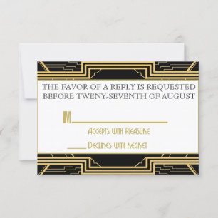 Gatsby Gold Wedding Suite ceremonie RSVP Party Kaartje