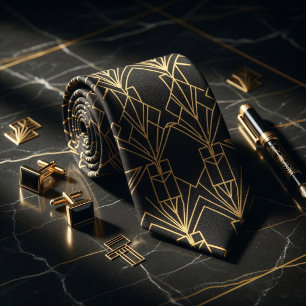 Gatsby Goud Art Deco Stropdas