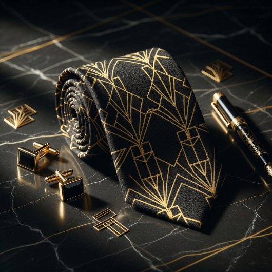 Gatsby Goud Art Deco Stropdas