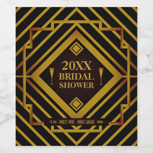 Gatsby Goud Bruidsfeest Wijnetiket Wijn Etiket (Enkel label)