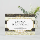 Gatsby Goud Zwart Glitter 50e verjaardag Kaart (Staand voorkant)