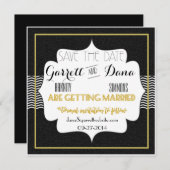 Gatsby Gouden Bruiloft Suite Bruidsfeest Save The Date (Voorkant / Achterkant)
