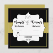 Gatsby Gouden Bruiloft Suite Ontvangst Feest RSVP Kaart (Voorkant / Achterkant)