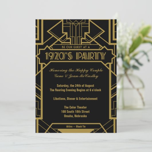 Gatsby Invite van 1920 Kaart (Staand voorkant)