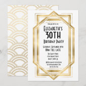 Gatsby jaren '20 Art Deco White | Goud 30e verjaar Kaart (Voorkant / Achterkant)