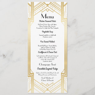 Gatsby Menu Bruiloftsreceptie 1920's Art Deco