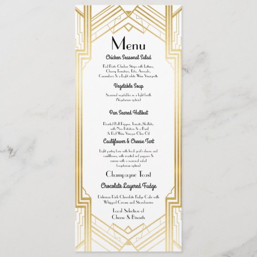 Gatsby Menu Trouwreceptie 1920's Art Deco (Voorkant)