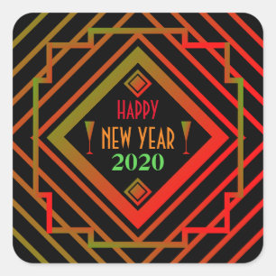 Gatsby Miami 1920's Happy Nieuwjaar Vierkante Sticker