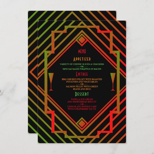 Gatsby Miami 1920's New Year Menu (Devant / Derrière)