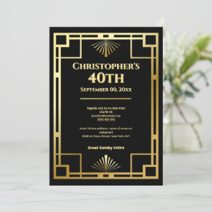Gatsby Moody Art Deco 40ste verjaardagsfeest Kaart