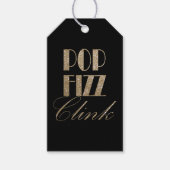 Gatsby party Gold en Black Pop Fizz Clink Cadeaulabel (Voorkant)